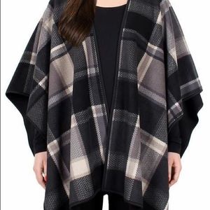 NWT Jones New York Reversible Plaid Ruana Shawl